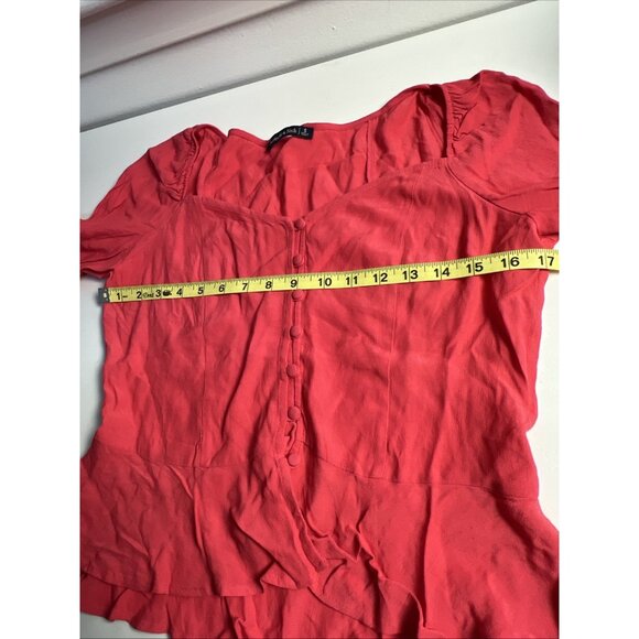Abercrombie And Fitch Women's Shirt top blouse Small Red Long Sleeve Ruffle - Picture 6 of 7